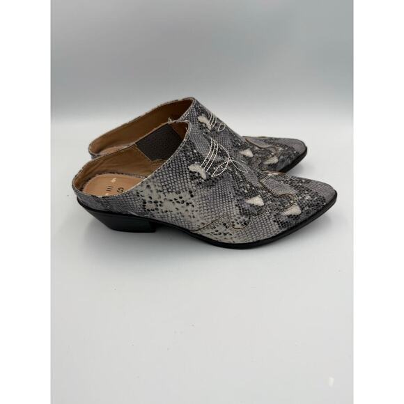 Esprit Diane Western‎ Mules Gray White Black Snakeskin Pattern 9 - Picture 6 of 8